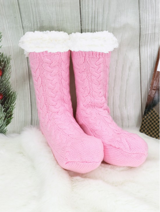 Cable Knitted Indoor Anti-Skid Slipper Socks